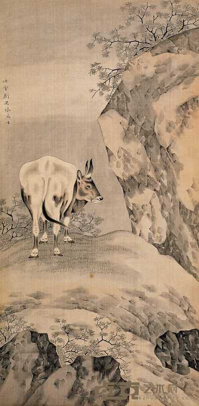 刘用烺 牛 立轴 65×22cm